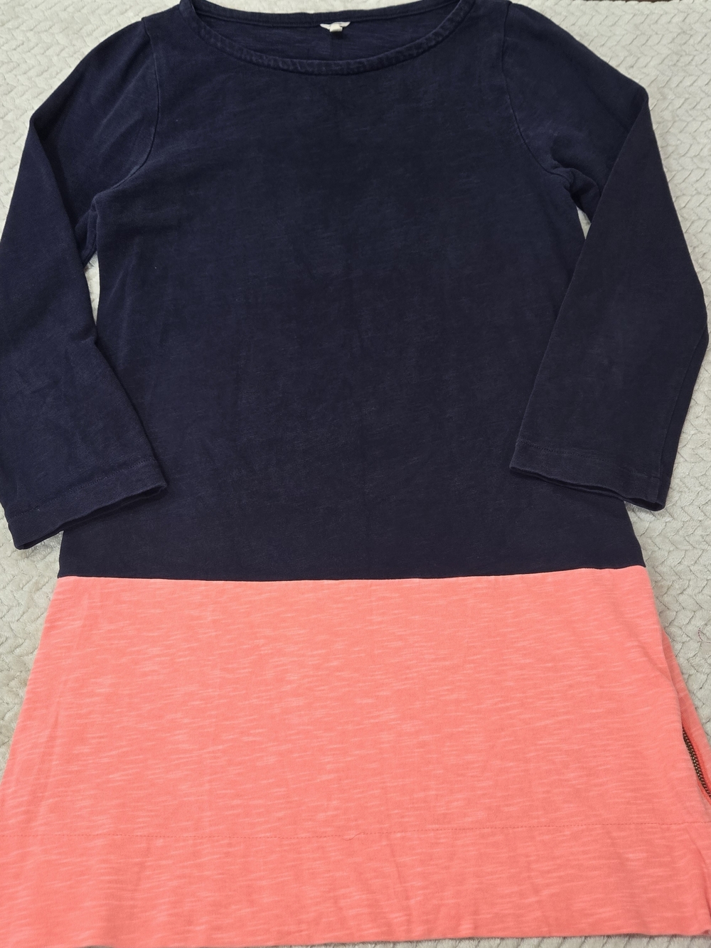 J. Crew Navy and Coral Two-Tone Midi Dress